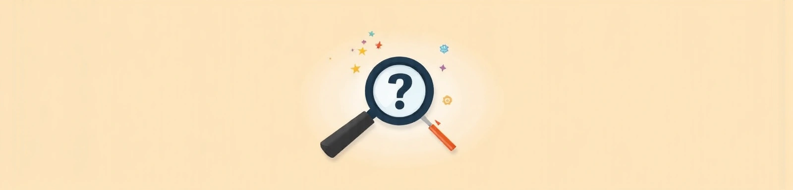 Ilustrasyon ng magnifying glass na naghahanap ng sagot sa mga tanong
